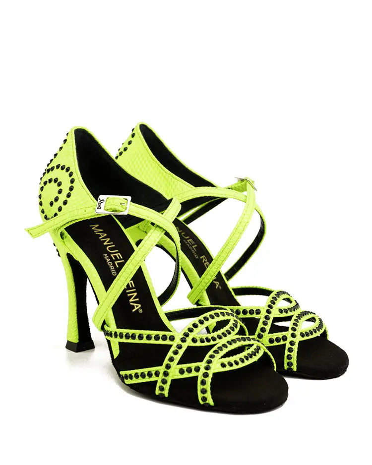 ZAPATOS DE BAILE LATINO Competition 01 Yellow Fluor Party 102 - Manuel Reina