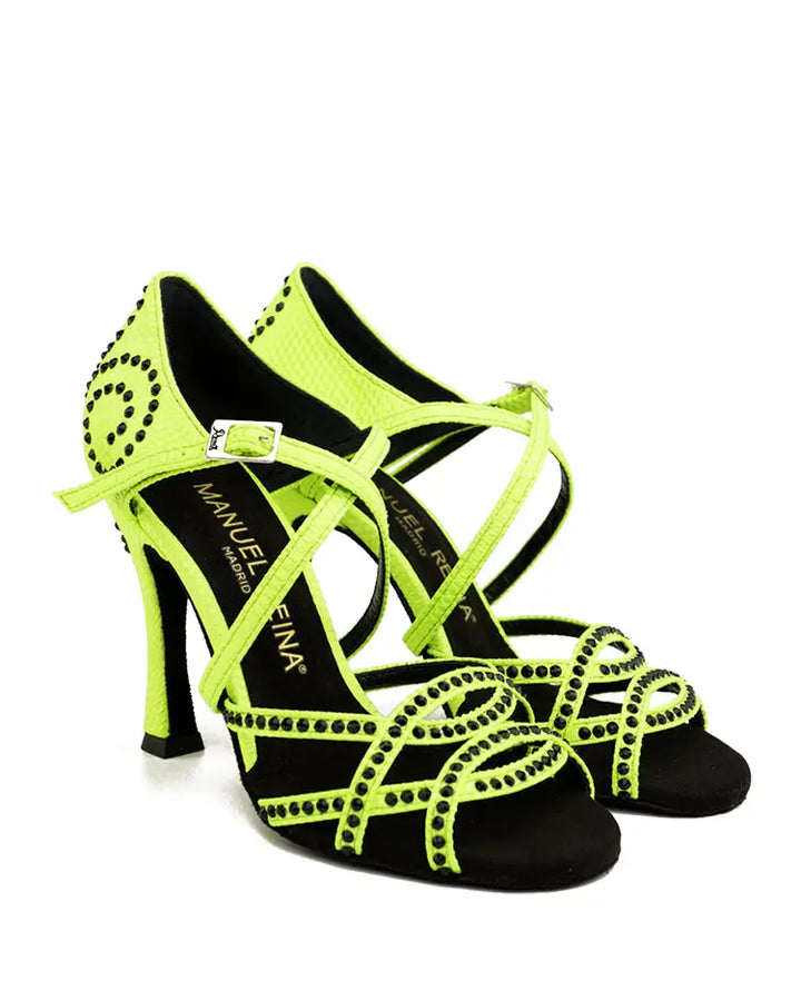 ZAPATOS DE BAILE LATINO Competition 01 Yellow Fluor Party 102 - Manuel Reina