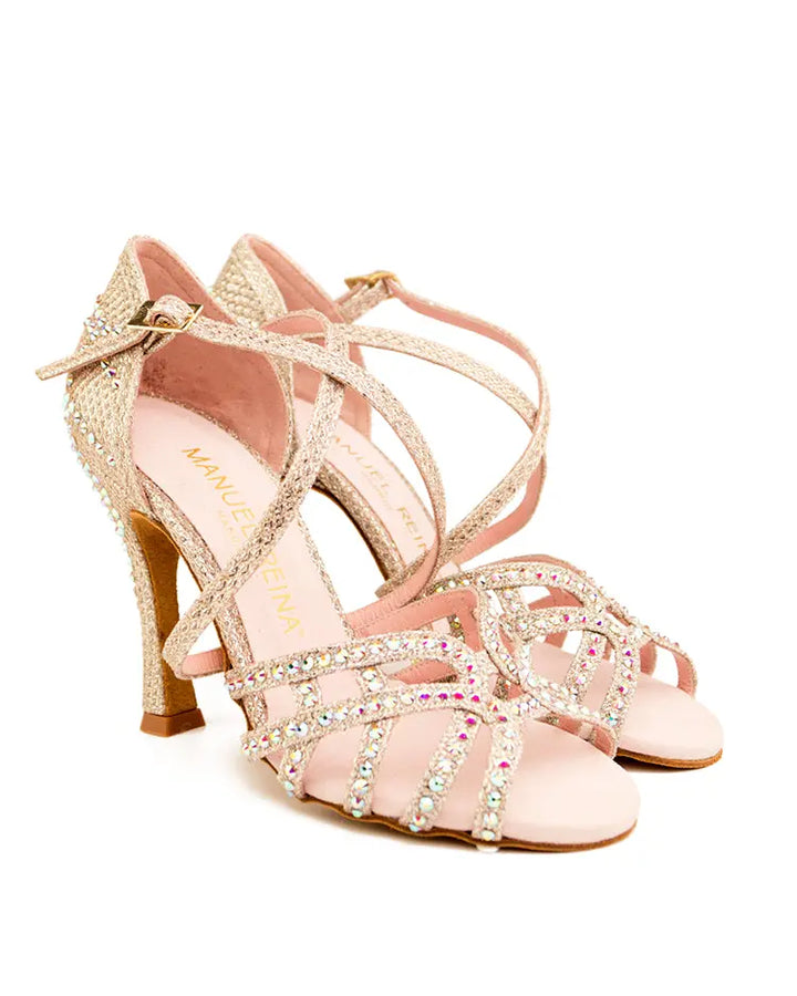 ZAPATOS DE BAILE LATINO Flex 12 Champagne Pearl - Manuel Reina
