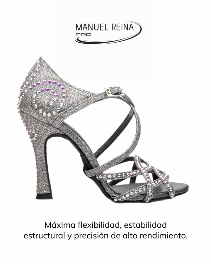 ZAPATOS DE BAILE LATINO Competition 01 Dark Silver Pearl